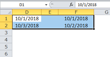 Excel Fill Handle Example 5-1