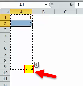 Excel Fill Handle Example 1-2