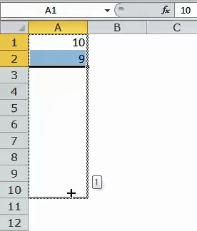 Excel Fill Handle Example 3-2