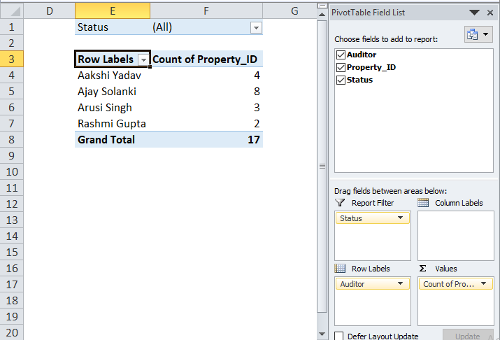 Excel Pivot Table Example 1-5