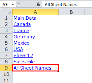 Create hyperlink to all sheets
