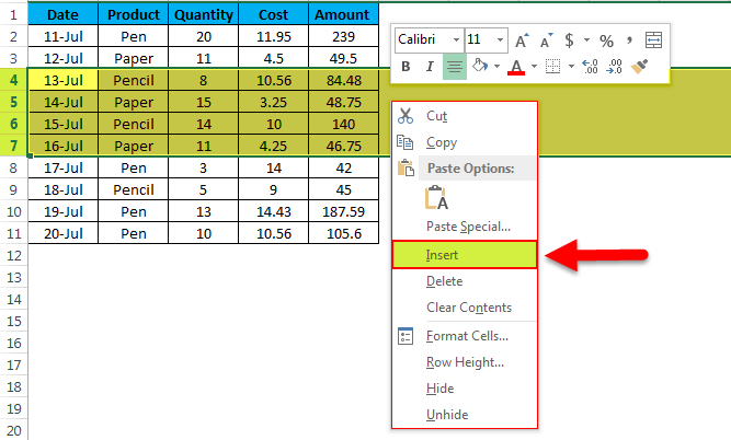 Insert multiple rows example 2.- 3