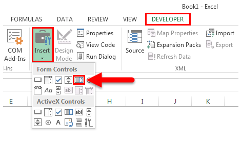 List box in excel step 1