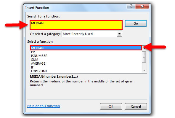 Median function step 3