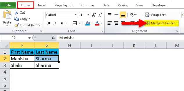 Merge Cells Example 1-3
