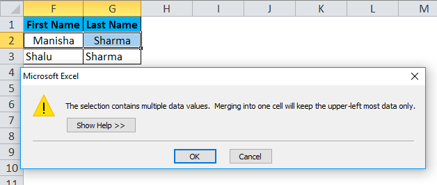 Merge Cells Example 1-4