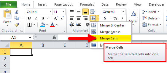 Merge Cells option