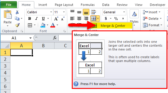 Merge and Center option