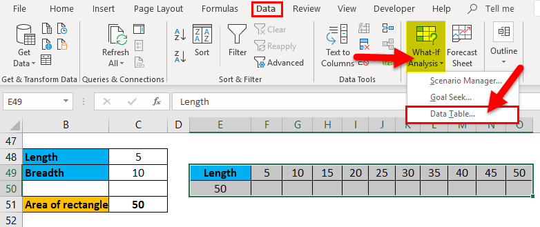 One Variable Data Table Example 1-7