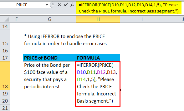 IFERROR With PRICE Formula