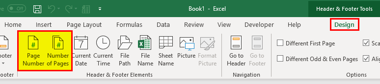 Excel Page Number Example 1-6