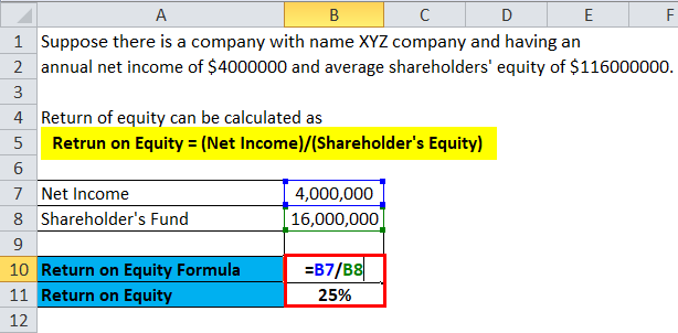 Retrun on Equity example