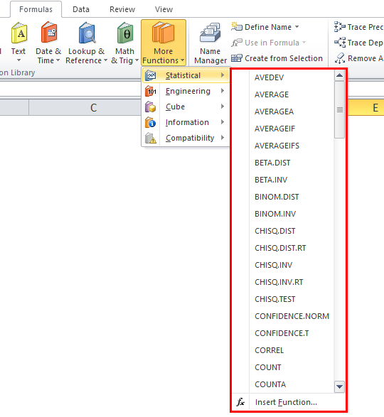 STATISTICAL Functions Step 1-2