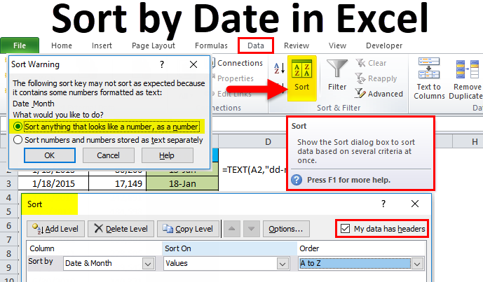 Sort by date in Excel