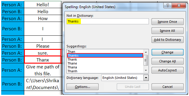Spell check example step 5