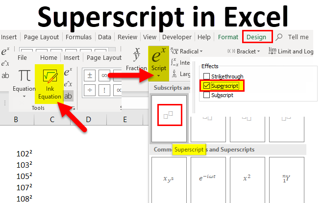 Superscript in Excel
