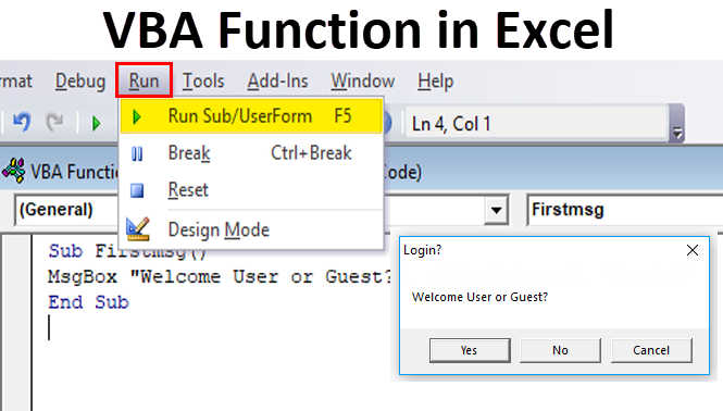 VBA Function in Excel