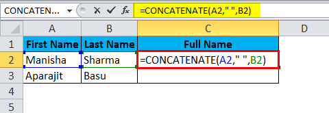 merge cells Using Concatenation 2