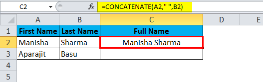 merge cells Using Concatenation 3