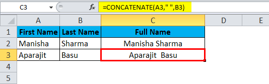 merge cells Using Concatenation 4