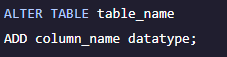 Basic SQL Commands Alter