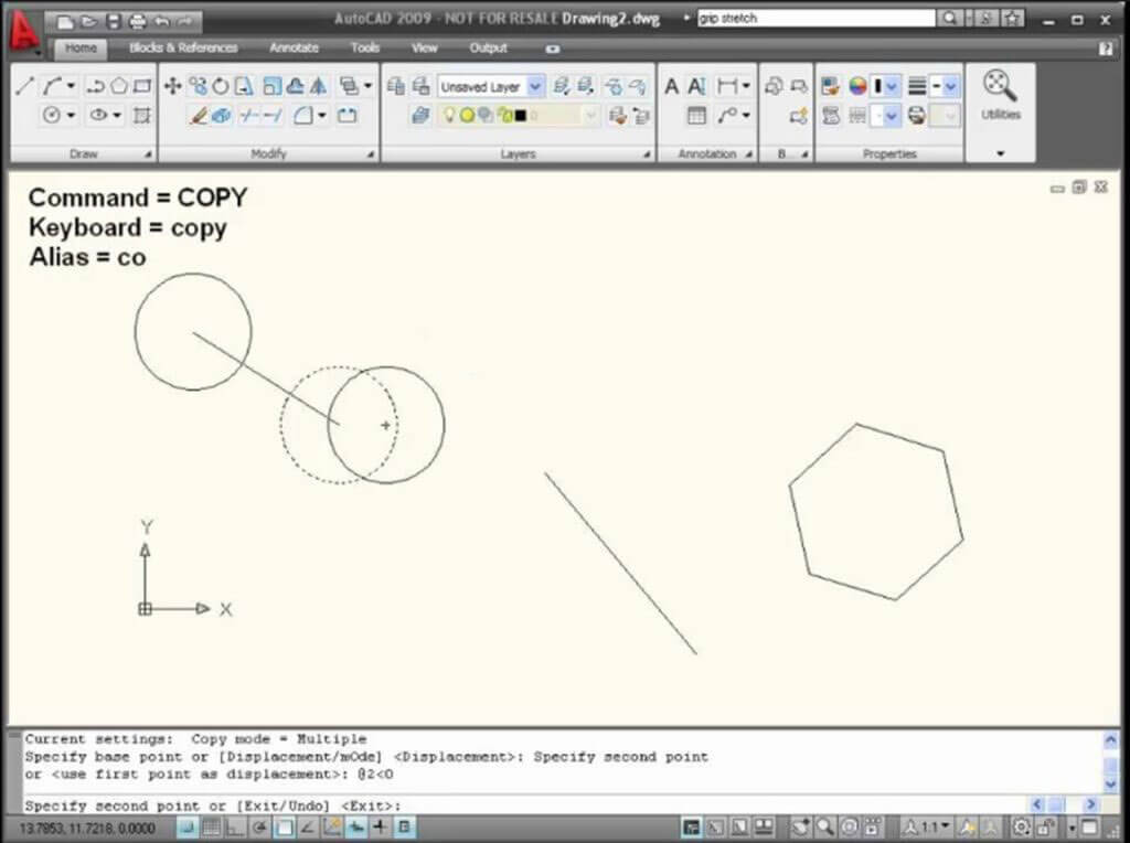 copy any shape drawn on the workspace