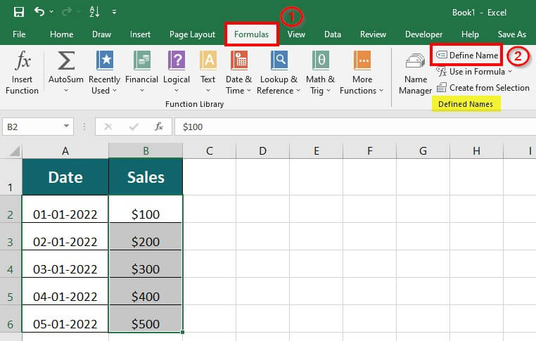 Click on the Formulas tab