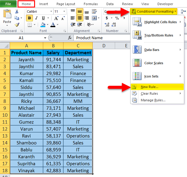 Conditional Formatting Example 2-2
