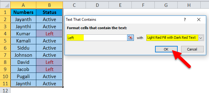 Conditional Formatting Example 1-1-3