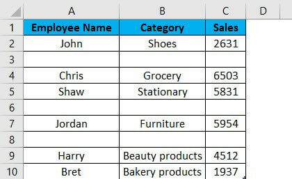 remove blank rows in excel-Example 5