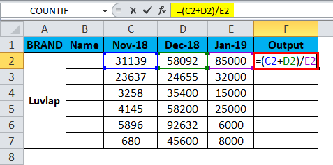 Excel Divide Example 3-2