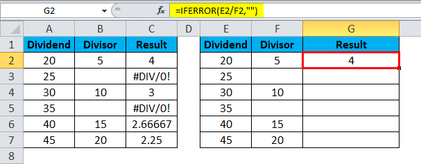 Excel Divide Example 5-3
