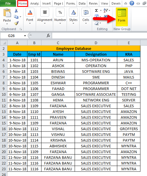 Excel Form Example 1-2