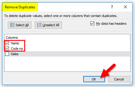 Excel Remove Duplicates Example 3-2