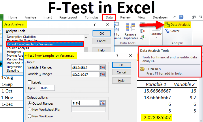 F-Test in Excel