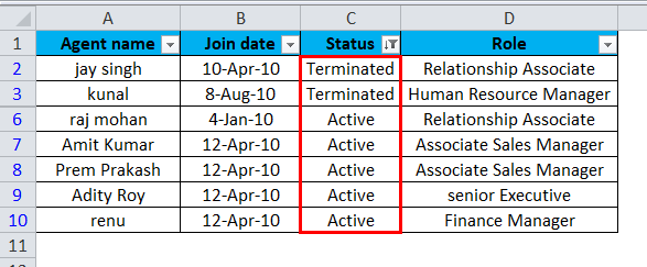 Filter Shortcuts Example 5-9