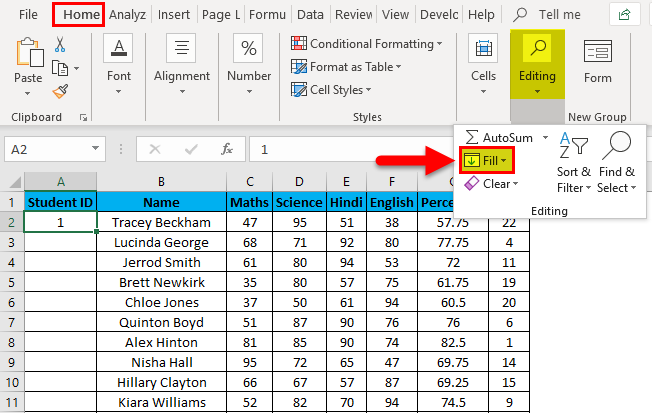 Numbering in Excel Example 2-3