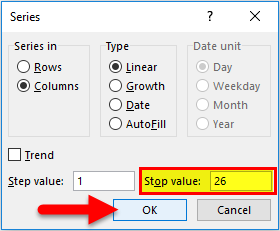 Numbering in Excel Example 2-6