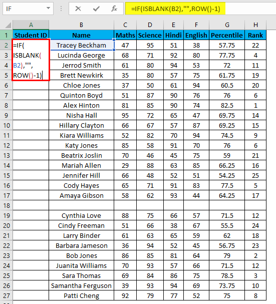 Numbering in Excel Example 5-1