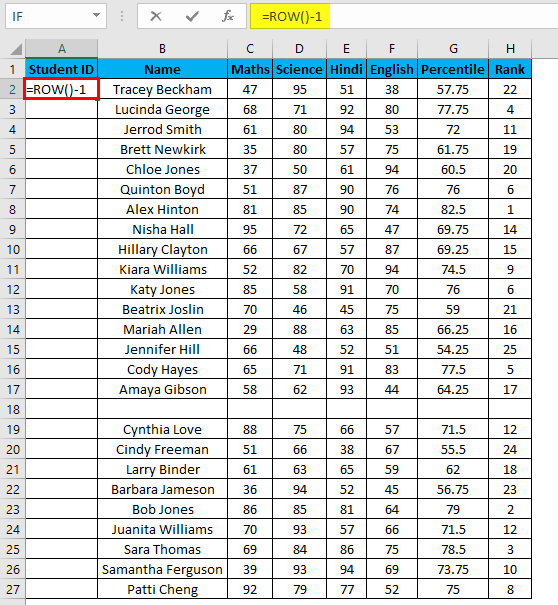 Numbering in Excel Example 5-4