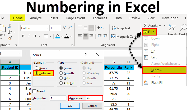 Numbering in Excel
