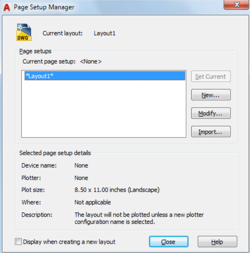 AutoCAD Commands-pagesetup
