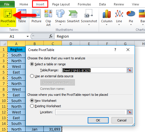 Pivot Chart Example 1-3