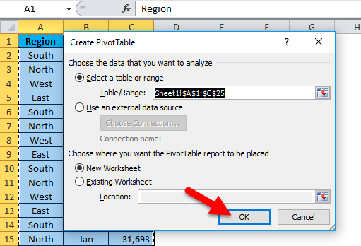 Pivot Chart Example 1-4
