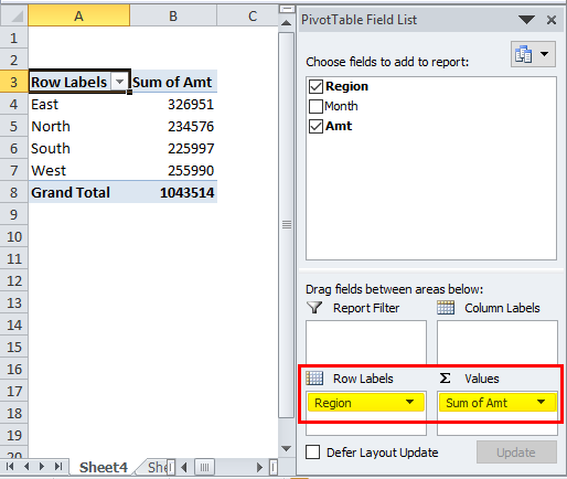 Pivot Chart Example 1-5