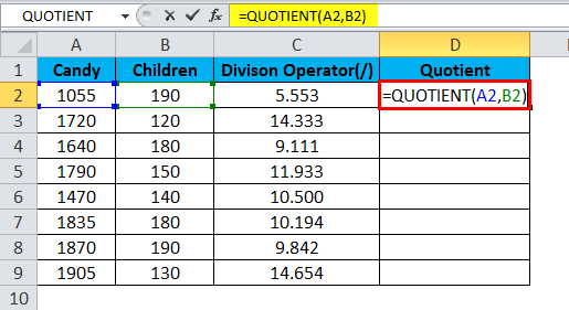 QUOTIENT Example 2-6