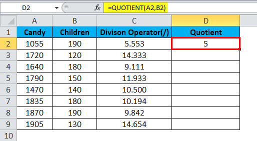 QUOTIENT Example 2-7