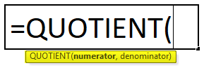 QUOTIENT Formula in Excel