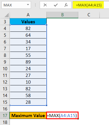 Range in Excel Example 2-2