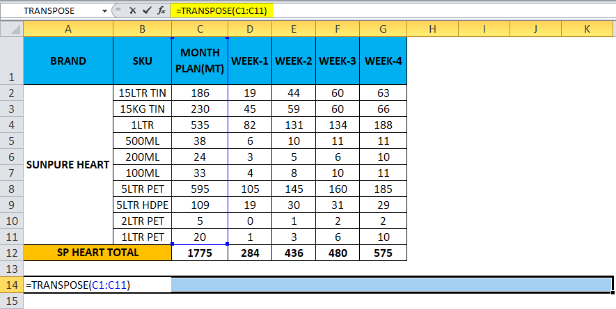 Rows to Columns Example 3-2